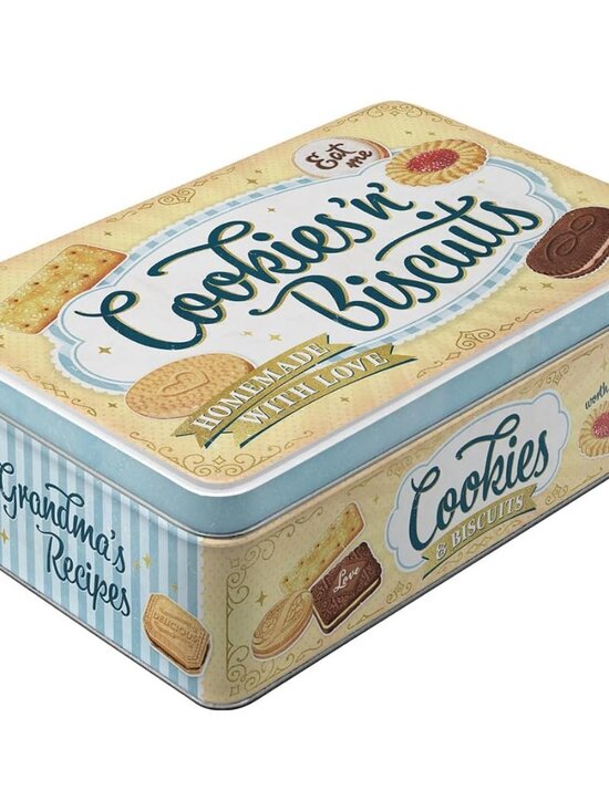 Other - Retro storage tin box flat, 84.5 oz, Cookies 'n' Biscuits – Gift idea for your h